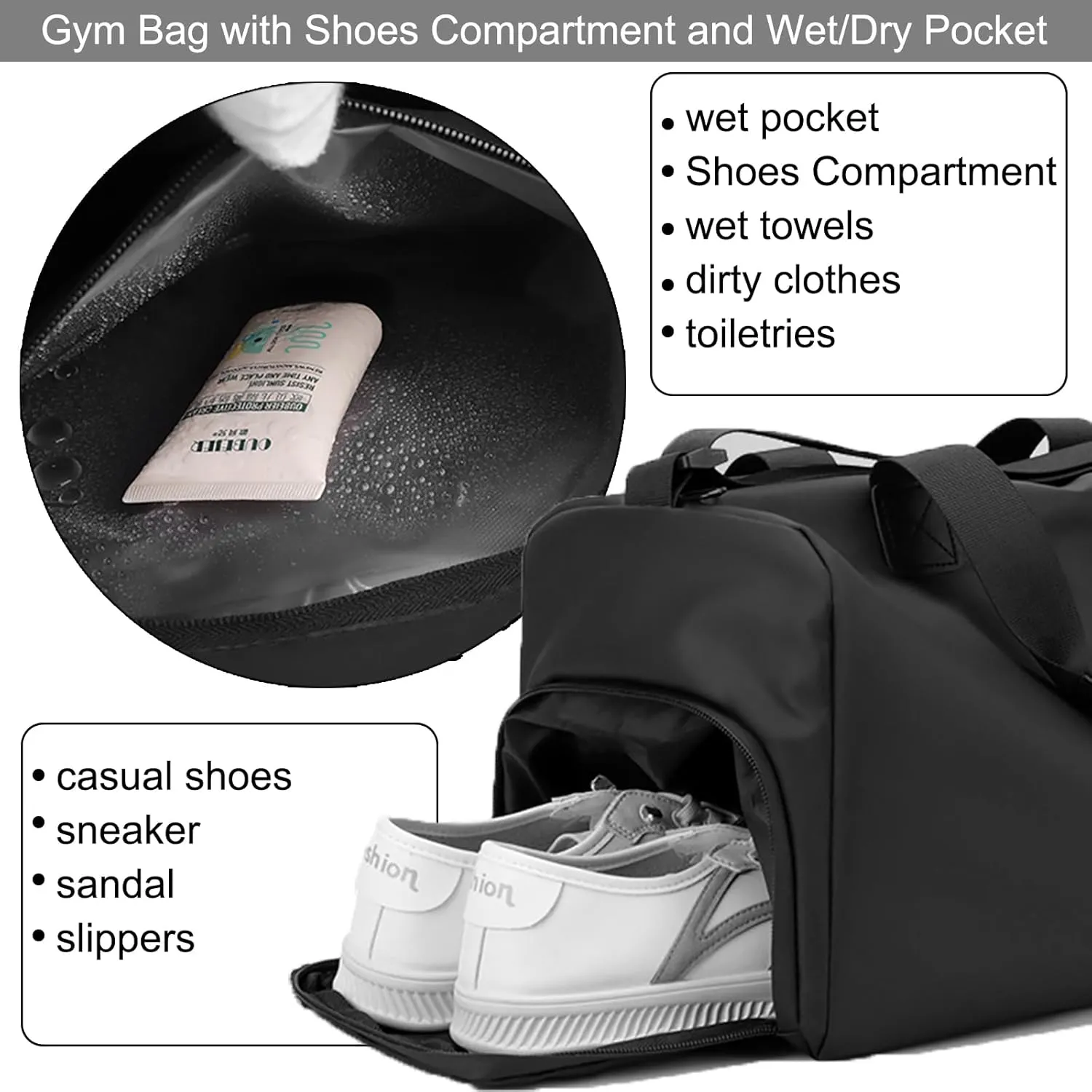 Small Gym Bag with Wet Pocket Shoes Compartment Weekender Overnight Bag Travel Duffle for Yoga Fitness Sports (ArmyGreen)