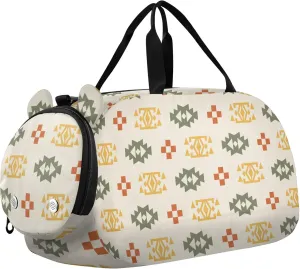 Southwestern Aztec Pattern Boy's Gym Duffel Bag with Shoes Compartment Multifunctional Overnight Bag for Travel, Swimming, Dance, Ballet
