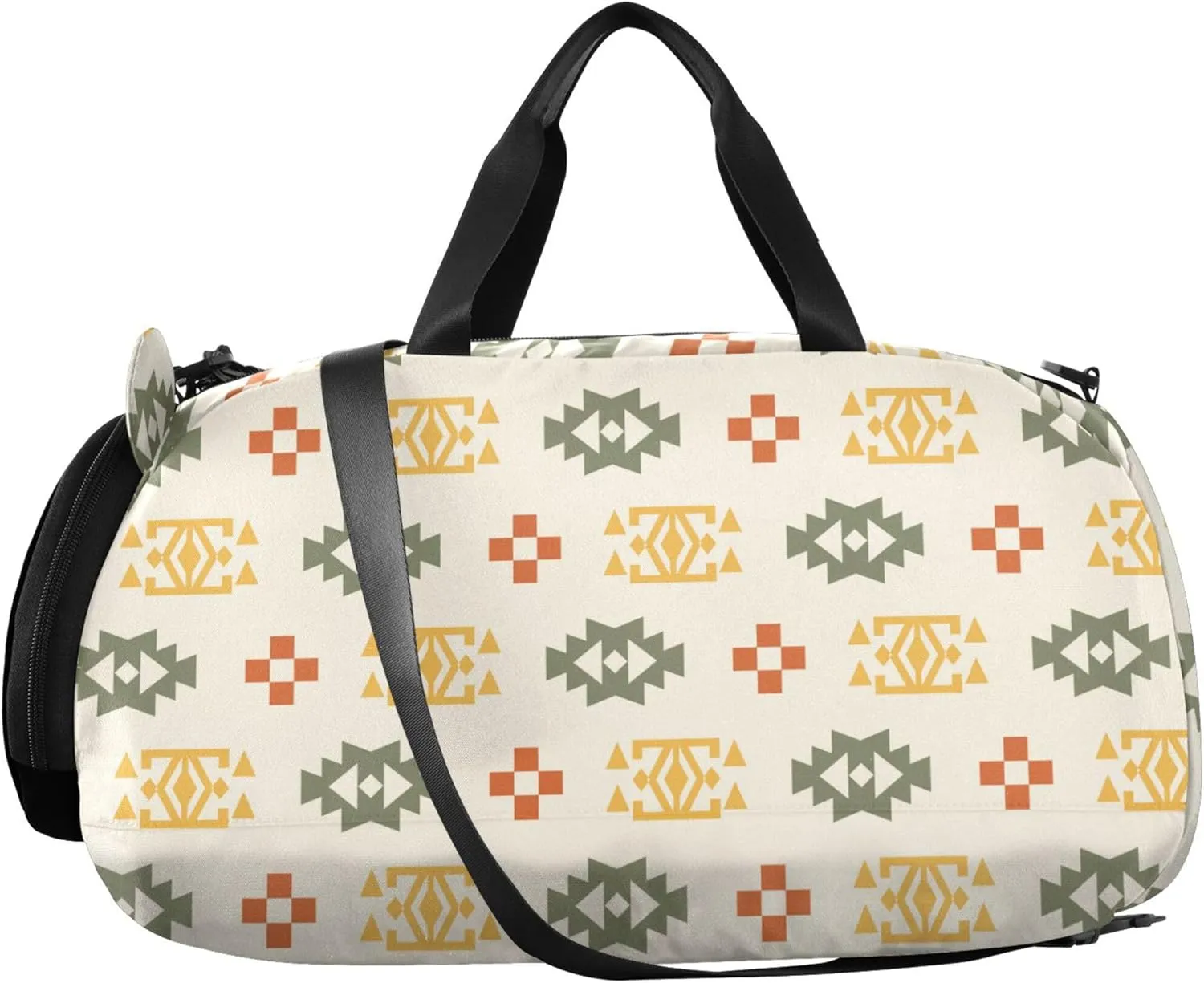Southwestern Aztec Pattern Boy's Gym Duffel Bag with Shoes Compartment Multifunctional Overnight Bag for Travel, Swimming, Dance, Ballet