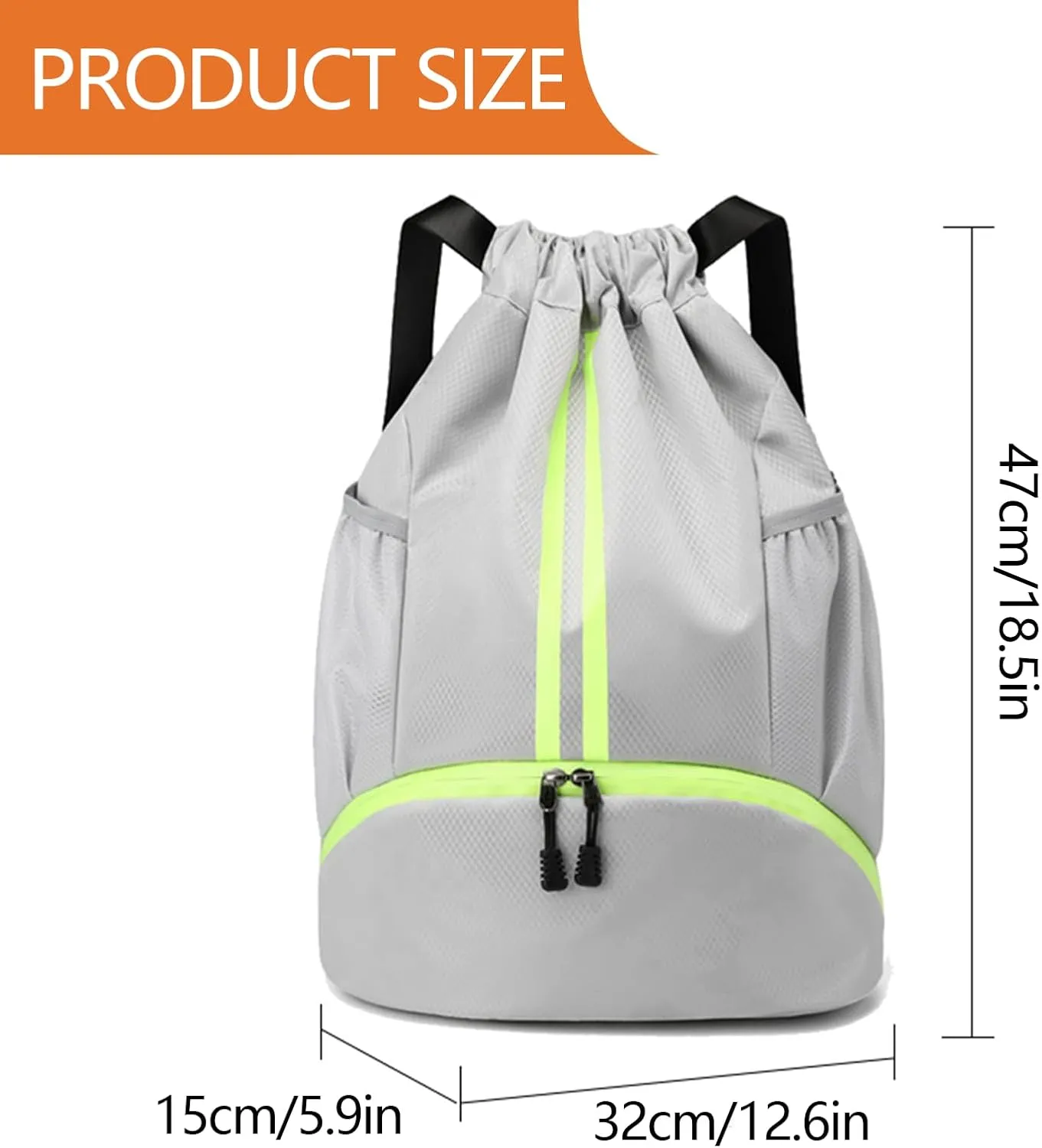 Sports Drawstring Backpack String Swim Gym Bag With Shoes Compartment And Proof Pocket For Women And Nylon Duffel (A, A)