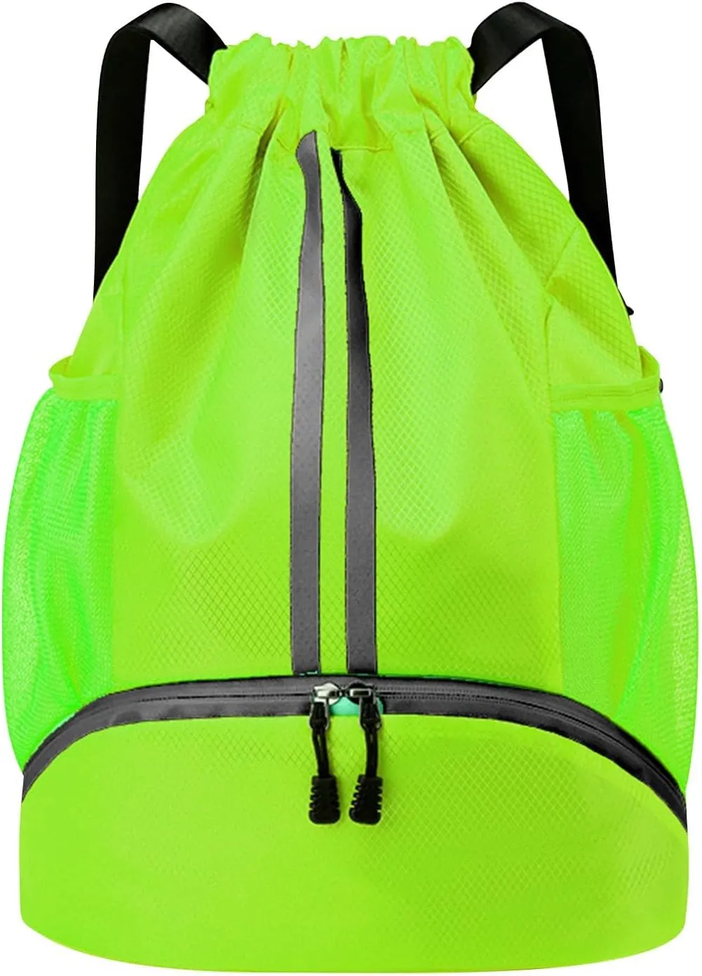Sports Drawstring Backpack String Swim Gym Bag With Shoes Compartment And Proof Pocket For Women And Nylon Duffel (A, A)