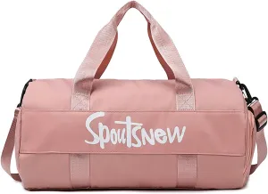 Sports Duffels Bag with Shoes Compartment Waterproof Overnight Bag for Beach Swim Travel Shoulder Bag for Women and Men (Pink)