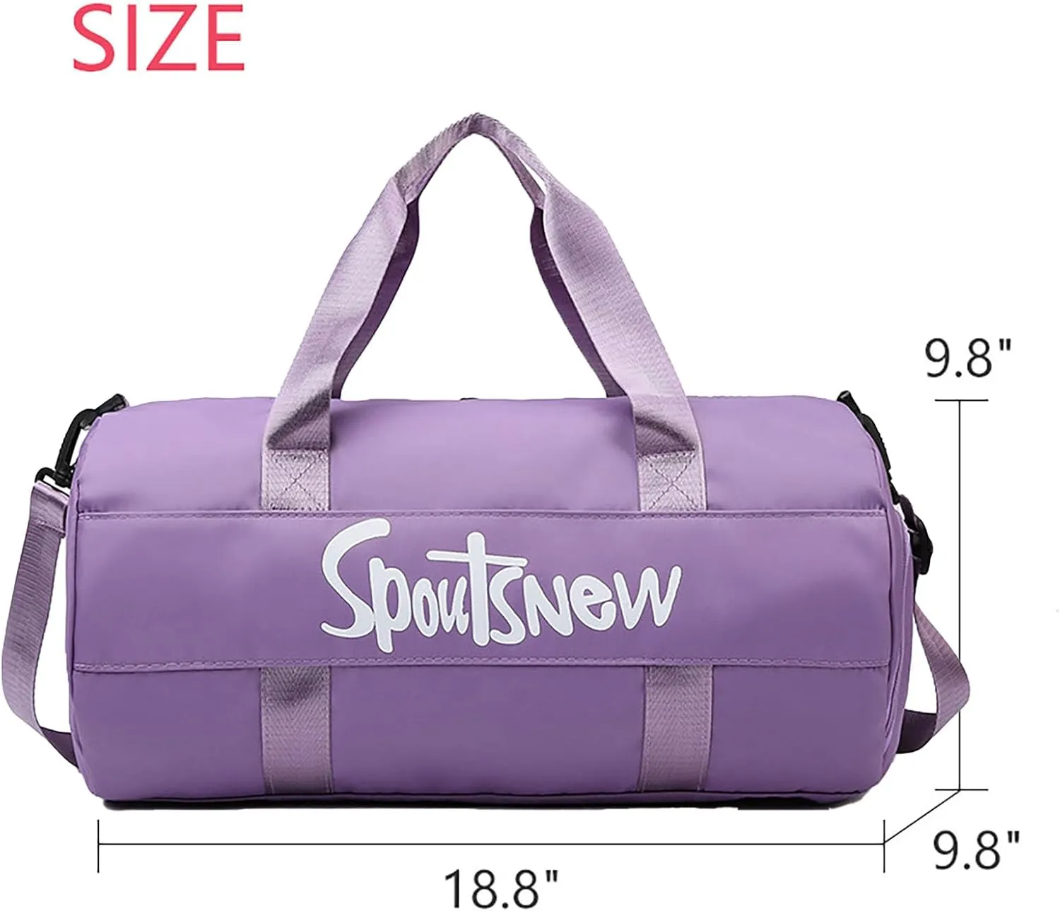 Sports Duffels Bag with Shoes Compartment Waterproof Overnight Bag for Beach Swim Travel Shoulder Bag for Women and Men (Purple)