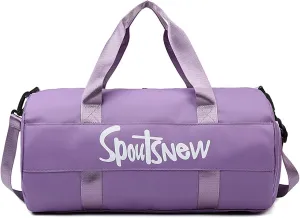 Sports Duffels Bag with Shoes Compartment Waterproof Overnight Bag for Beach Swim Travel Shoulder Bag for Women and Men (Purple)