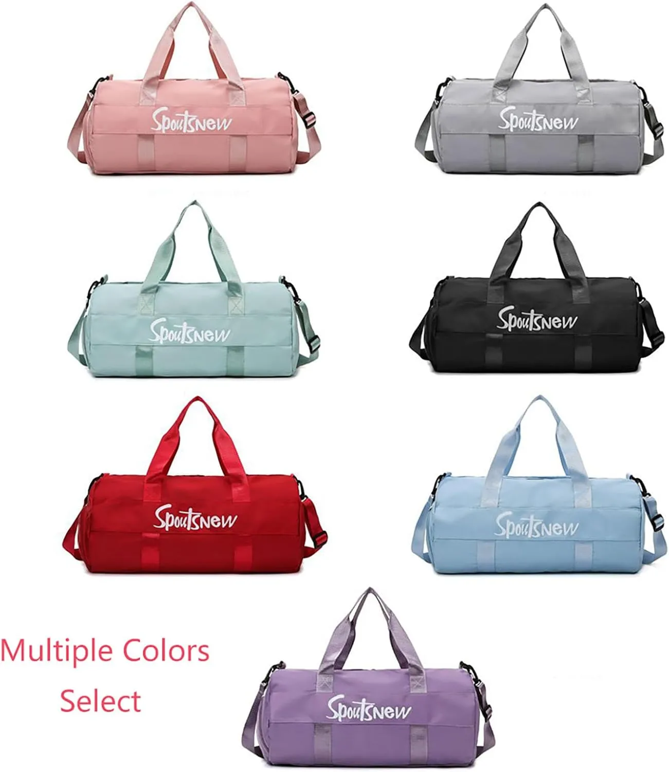 Sports Duffels Bag with Shoes Compartment Waterproof Overnight Bag for Beach Swim Travel Shoulder Bag for Women and Men (Red)