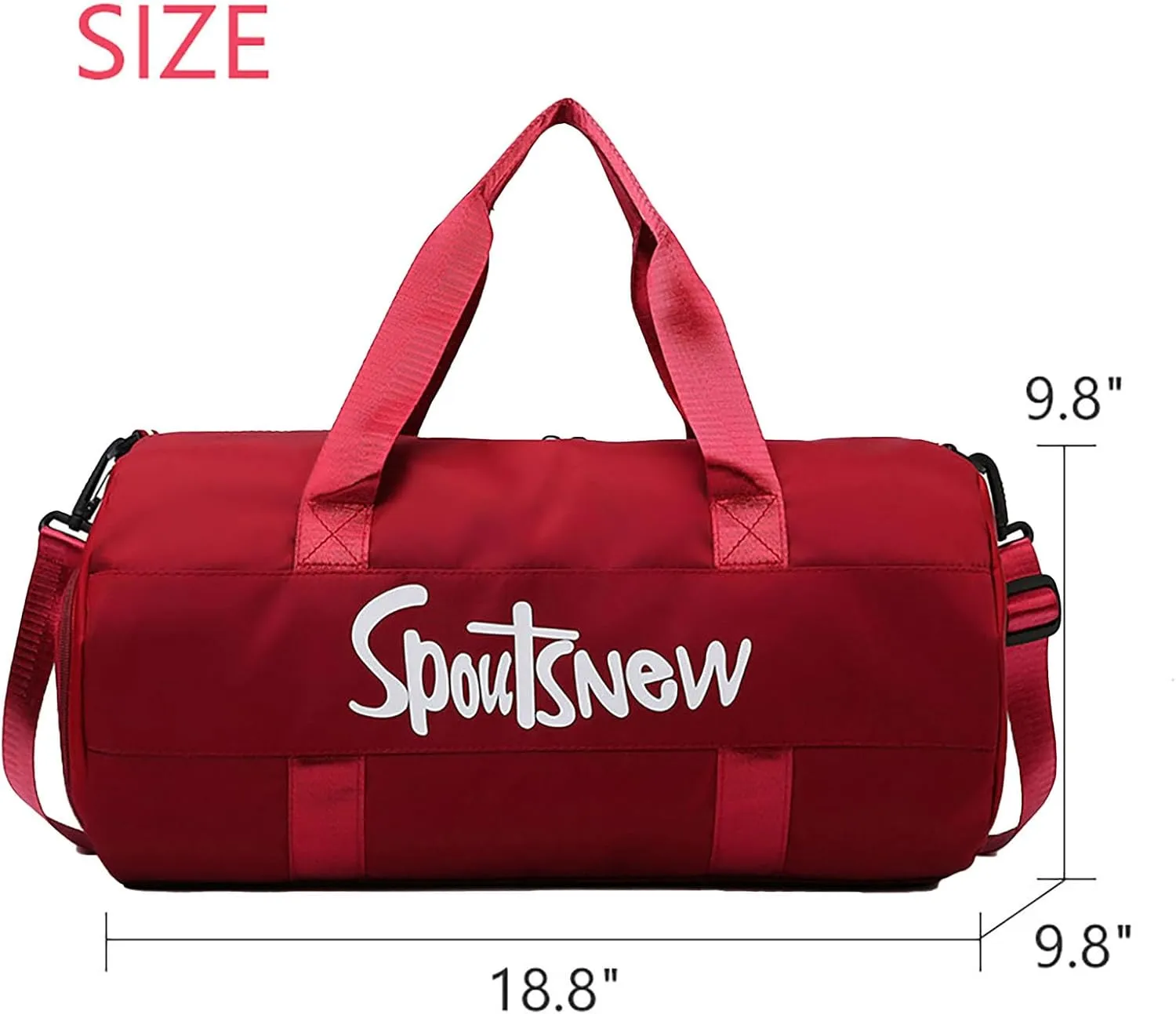 Sports Duffels Bag with Shoes Compartment Waterproof Overnight Bag for Beach Swim Travel Shoulder Bag for Women and Men (Red)