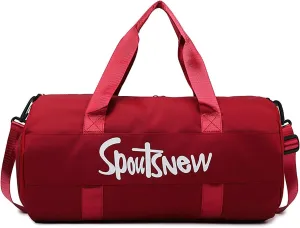 Sports Duffels Bag with Shoes Compartment Waterproof Overnight Bag for Beach Swim Travel Shoulder Bag for Women and Men (Red)
