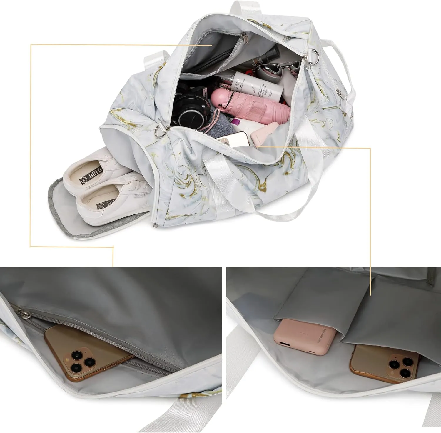 Sports Gym Bag for Women or Men Travel Duffel Bag with Wet Pocket and Shoes Compartment for Training Swim Yoga