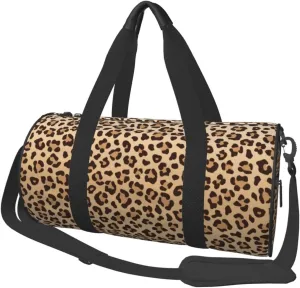 Sports Gym Bag Leopard Print Travel Duffel Bag Shoes Compartment For Men Women Foldable Lightweight Yoga Gym Sports Bag