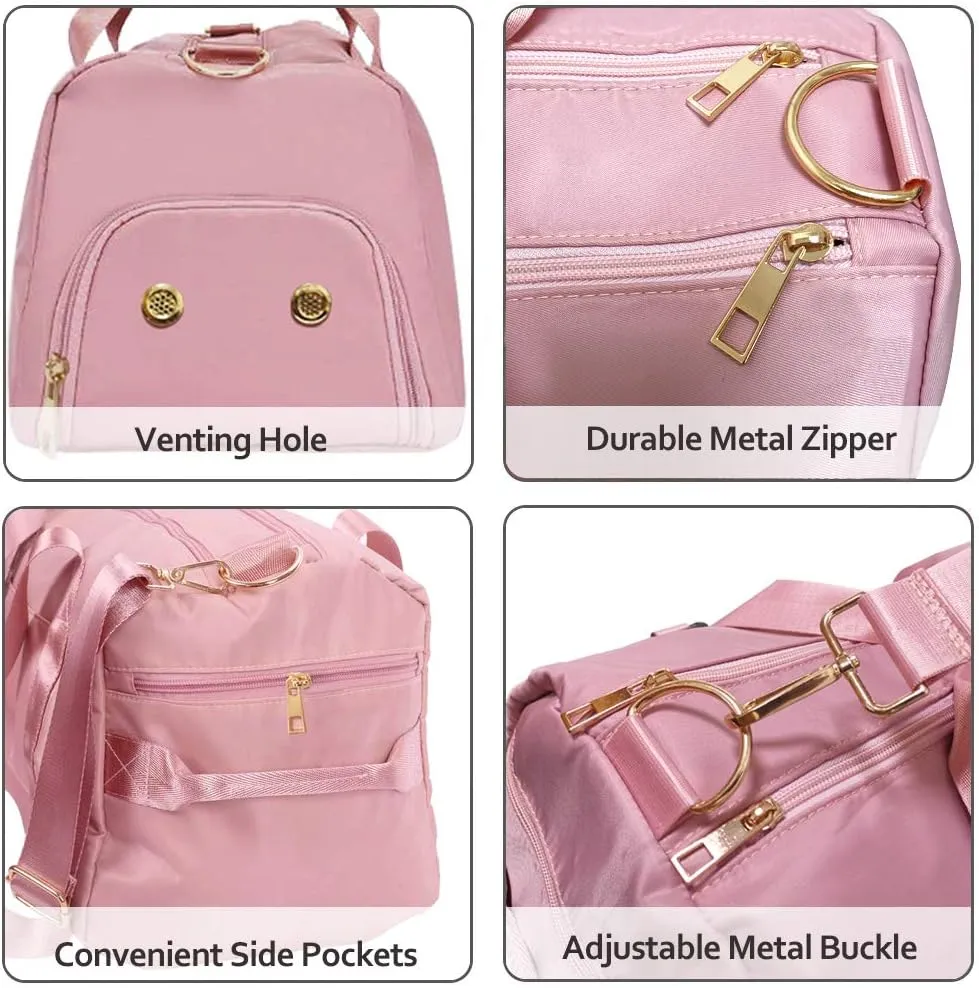 Sports Gym Bag with Wet Pocket & Shoes Compartment, Travel Duffel Bag for Men and Women Lightweight (pink) Large