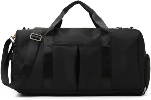 Sports Travel Duffel Bag with Wet Pocket & Shoes Compartment Water Resistant Weekender Bag for Women and Men black 20-35L
