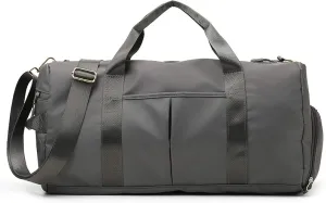 Sports Travel Duffel Bag with Wet Pocket & Shoes Compartment Water Resistant Weekender Bag for Women and Men gray 20-35L