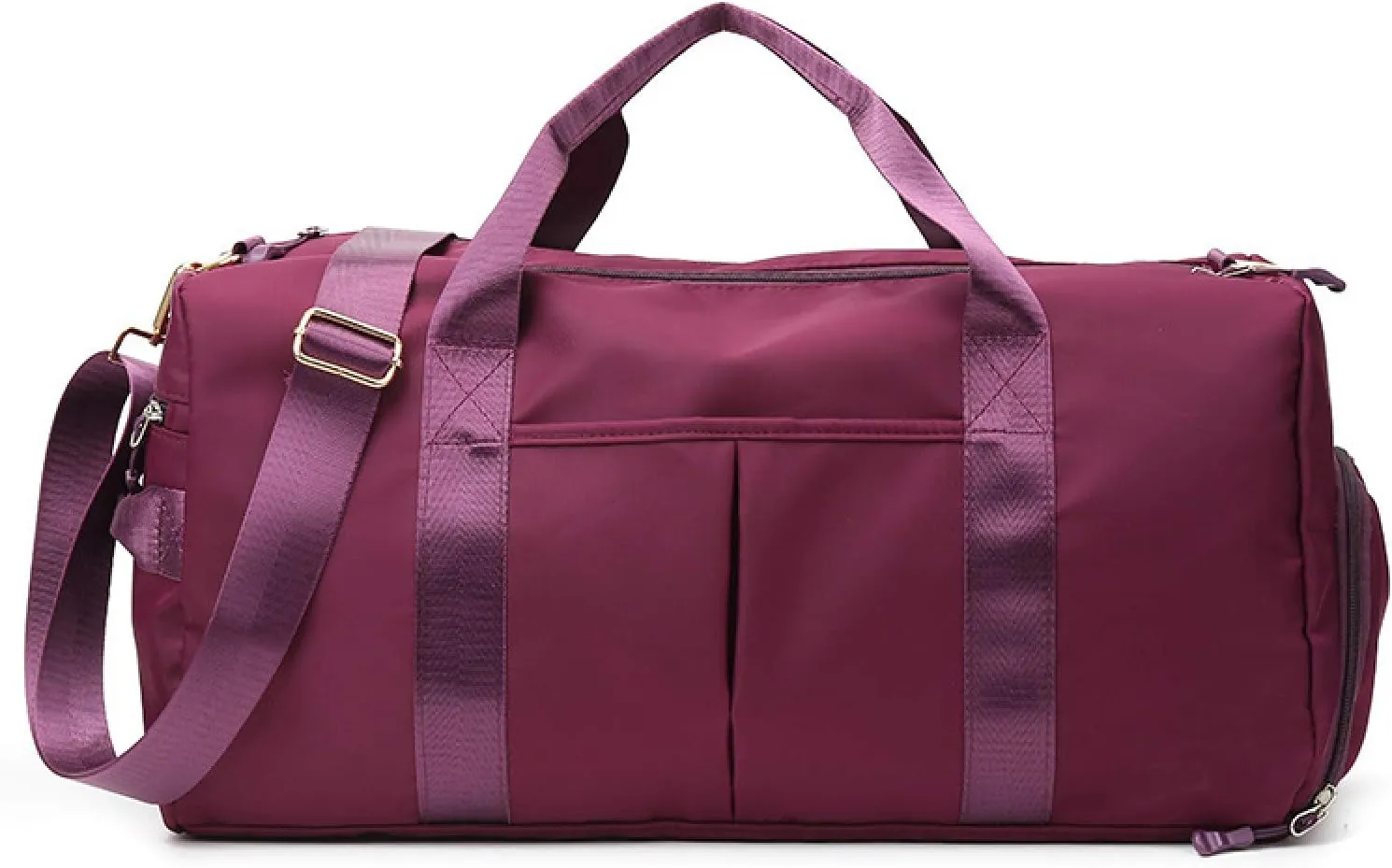 Sports Travel Duffel Bag with Wet Pocket & Shoes Compartment Water Resistant Weekender Bag for Women and Men purple 20-35L