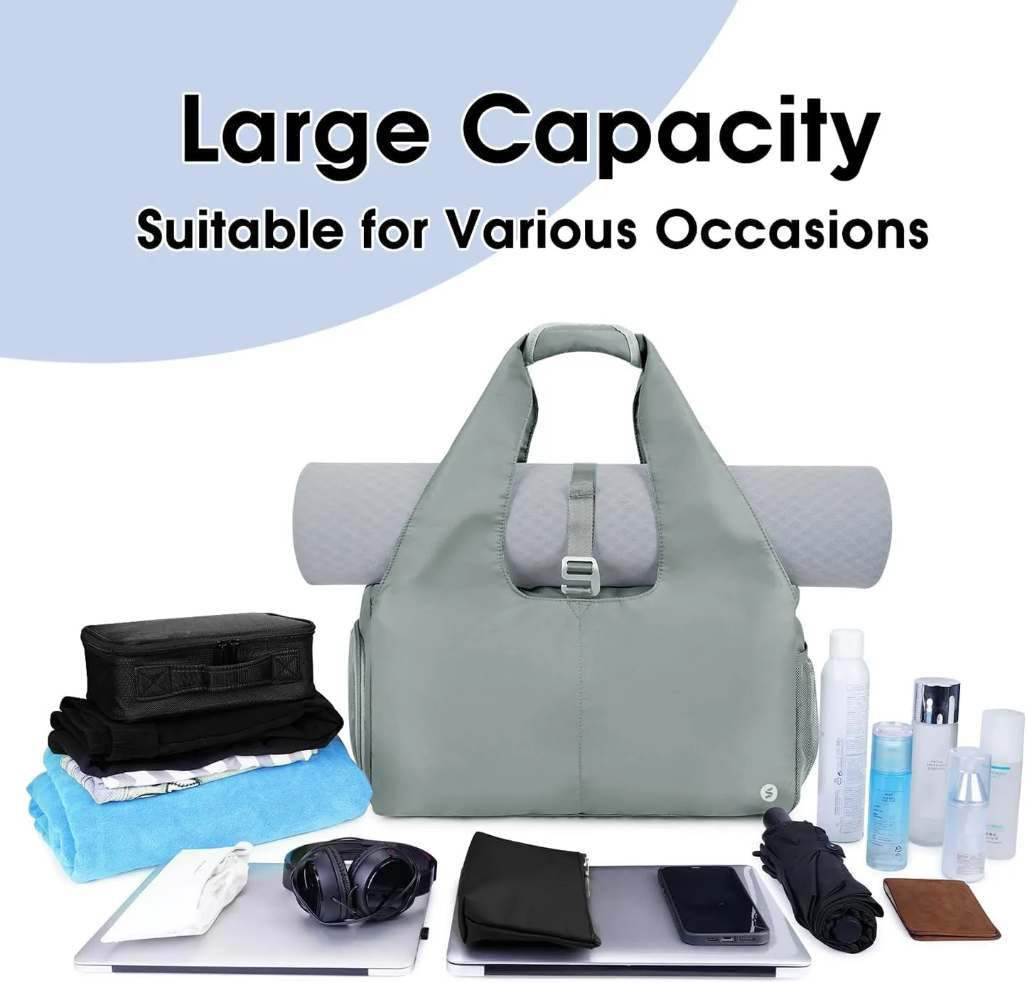 sportsnew Yoga Gym Bags for Women with Shoes Compartment & Wet Dry Storage Pockets & Adjustable Yoga Mat Holder, Patent Pending