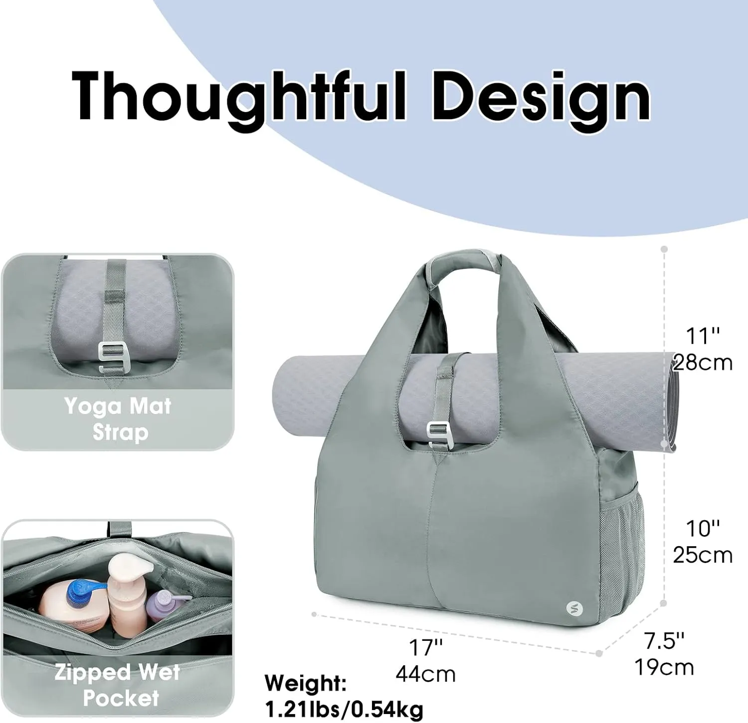 sportsnew Yoga Gym Bags for Women with Shoes Compartment & Wet Dry Storage Pockets & Adjustable Yoga Mat Holder, Patent Pending