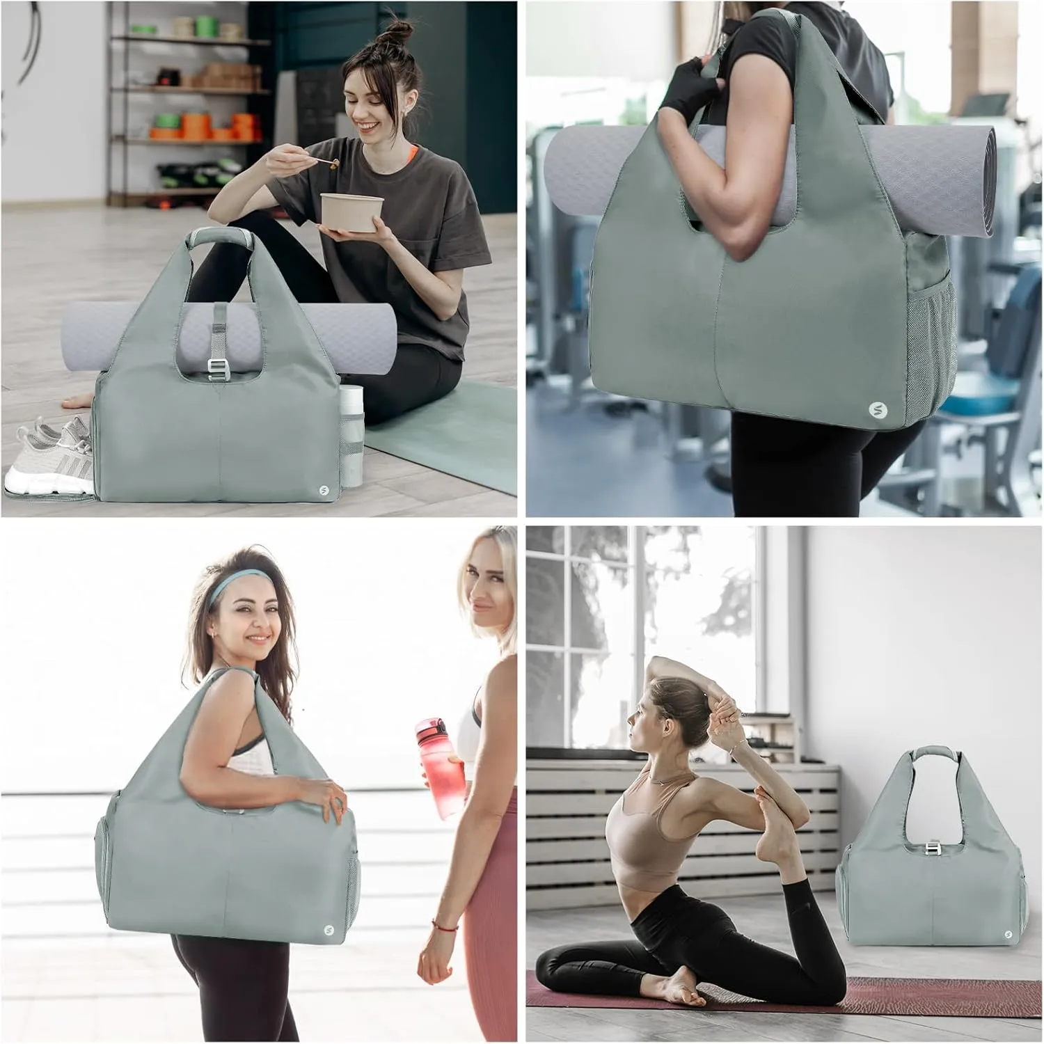 sportsnew Yoga Gym Bags for Women with Shoes Compartment & Wet Dry Storage Pockets & Adjustable Yoga Mat Holder, Patent Pending