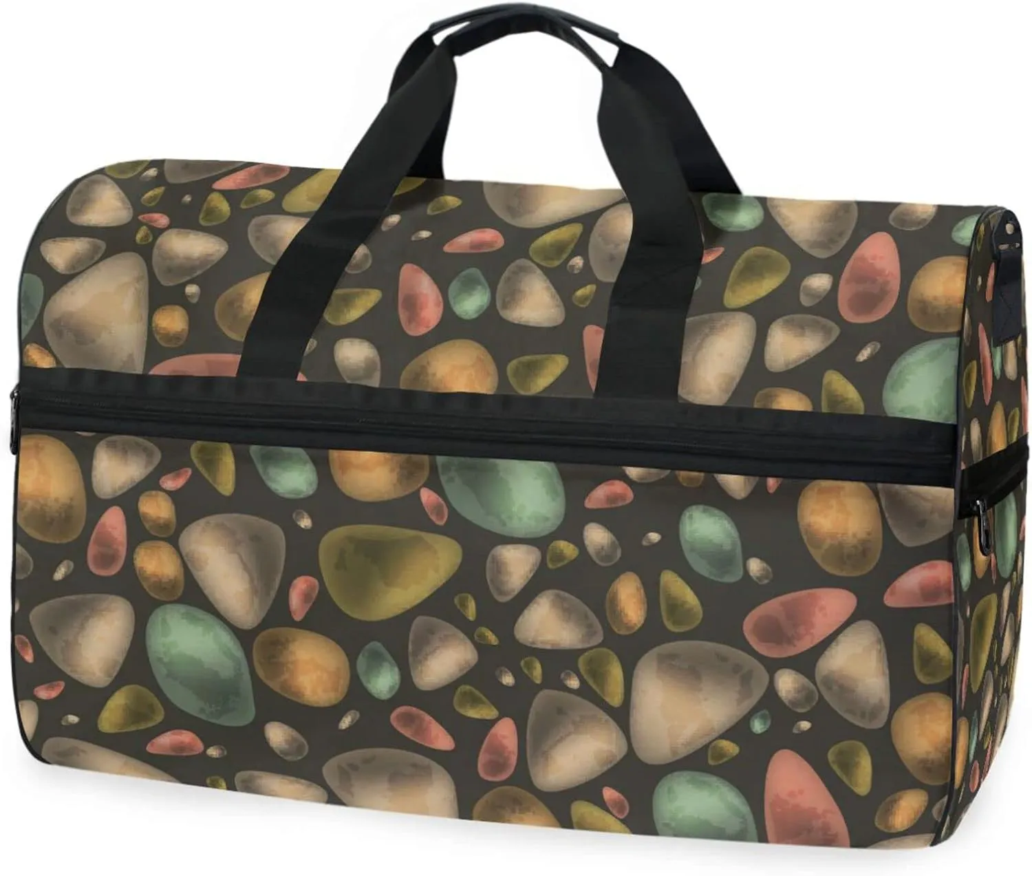 susiyo Colorful Stones Texture Sports Gym Bag, Travel Duffel Bag with Shoes Compartment Overnight Weekender Workout Bag for Men Women
