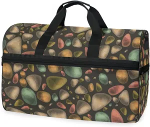 susiyo Colorful Stones Texture Sports Gym Bag, Travel Duffel Bag with Shoes Compartment Overnight Weekender Workout Bag for Men Women