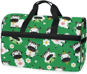susiyo Cute Cows Sports Gym Bag, Travel Duffel Bag with Shoes Compartment Overnight Weekender Workout Bag for Men Women