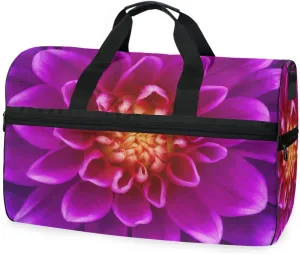 susiyo Dahlia Flower Sports Gym Bag, Travel Duffel Bag with Shoes Compartment Overnight Weekender Workout Bag for Men Women