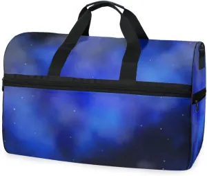 susiyo Dark Blue Sports Gym Bag, Travel Duffel Bag with Shoes Compartment Overnight Weekender Workout Bag for Men Women