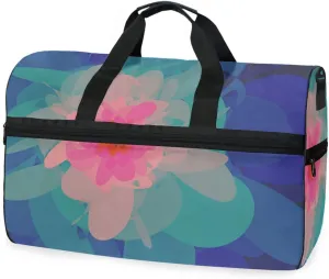 susiyo Floral Abstract Sports Gym Bag, Travel Duffel Bag with Shoes Compartment Overnight Weekender Workout Bag for Men Women