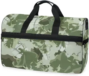 susiyo Forest Camouflage Sports Gym Bag, Travel Duffel Bag with Shoes Compartment Overnight Weekender Workout Bag for Men Women