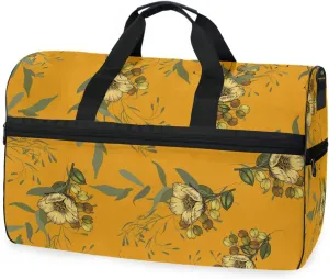 susiyo Freehand Flowers Sports Gym Bag, Travel Duffel Bag with Shoes Compartment Overnight Weekender Workout Bag for Men Women