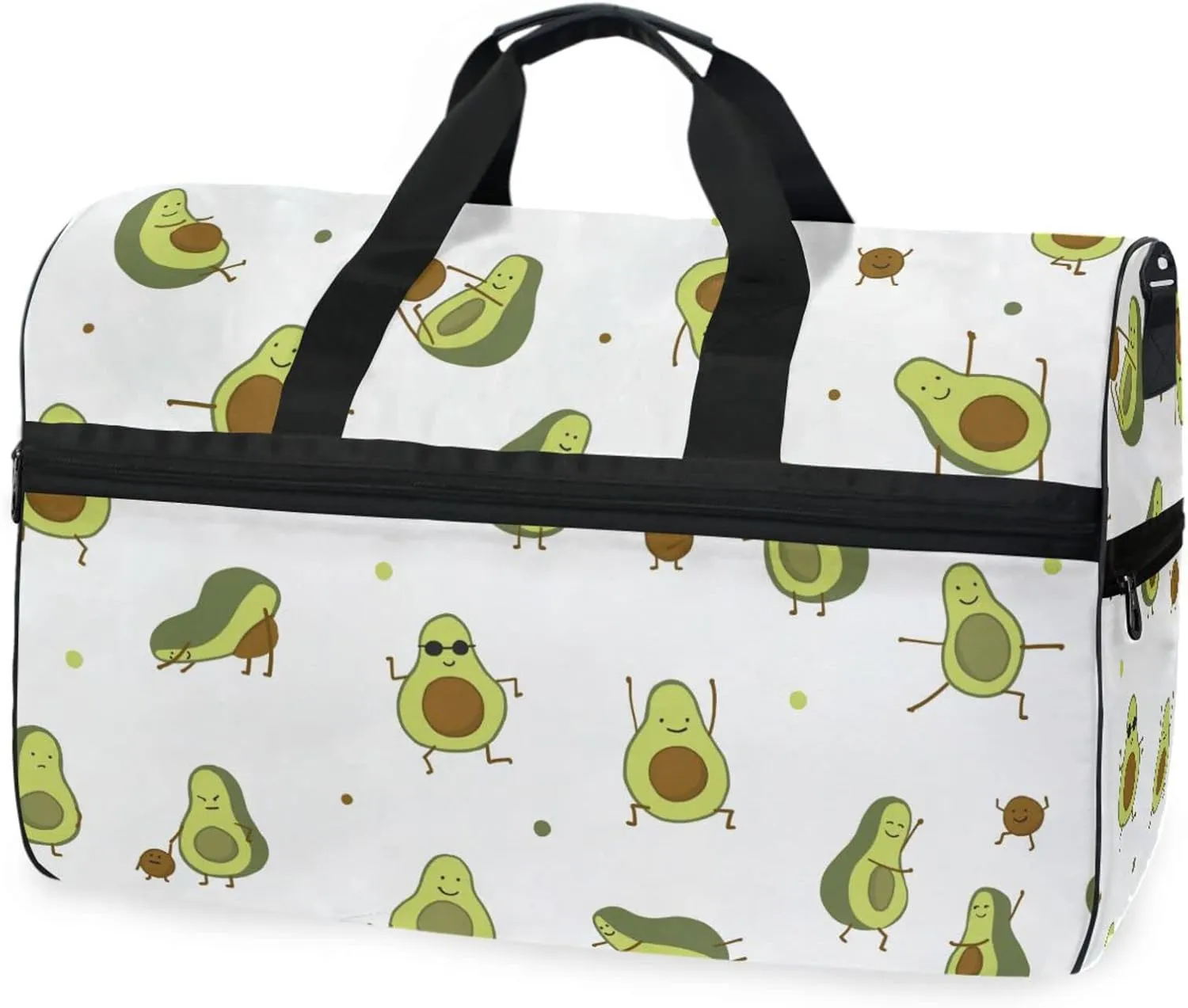 susiyo Funny Avocado Sports Gym Bag, Travel Duffel Bag with Shoes Compartment Overnight Weekender Workout Bag for Men Women