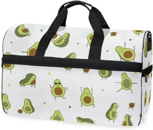 susiyo Funny Avocado Sports Gym Bag, Travel Duffel Bag with Shoes Compartment Overnight Weekender Workout Bag for Men Women