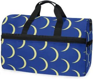 susiyo Halfmoon Blue Sports Gym Bag, Travel Duffel Bag with Shoes Compartment Overnight Weekender Workout Bag for Men Women