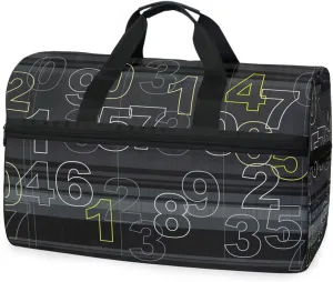 susiyo Overlapping Numbers Sports Gym Bag, Travel Duffel Bag with Shoes Compartment Overnight Weekender Workout Bag for Men Women
