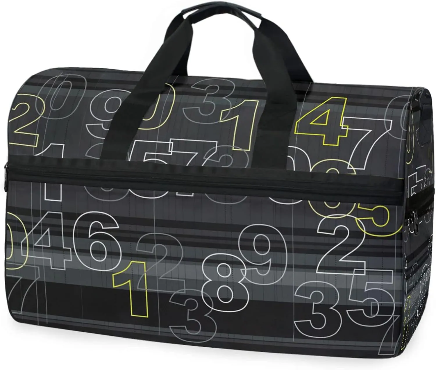 susiyo Overlapping Numbers Sports Gym Bag, Travel Duffel Bag with Shoes Compartment Overnight Weekender Workout Bag for Men Women