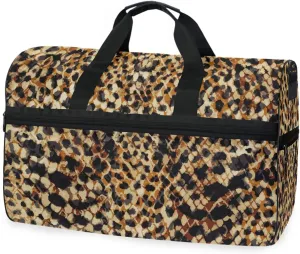 susiyo Print Leopard Sports Gym Bag, Travel Duffel Bag with Shoes Compartment Overnight Weekender Workout Bag for Men Women