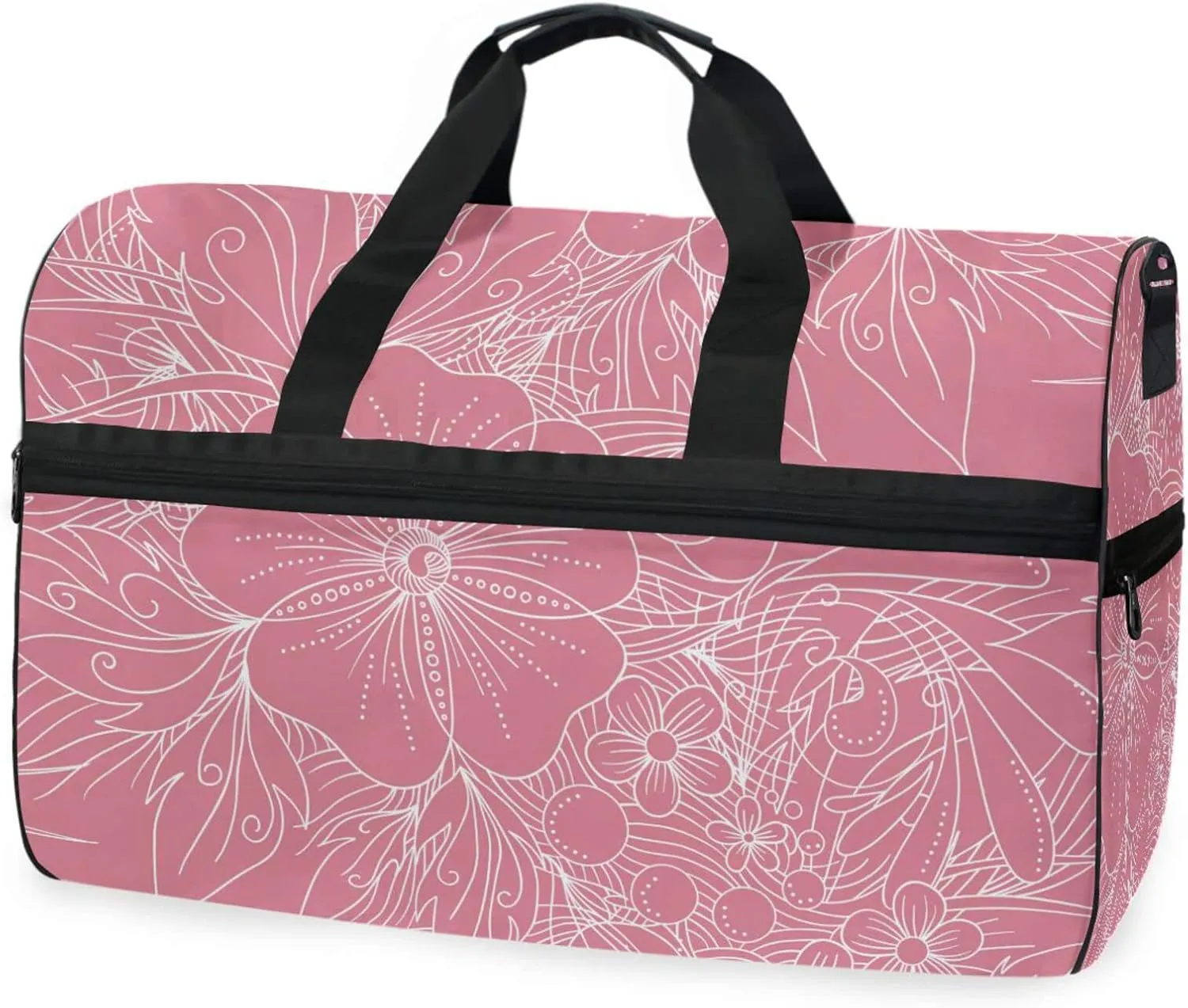 susiyo Romantic Floral Sports Gym Bag, Travel Duffel Bag with Shoes Compartment Overnight Weekender Workout Bag for Men Women