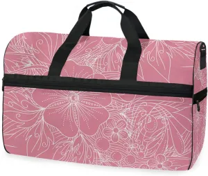 susiyo Romantic Floral Sports Gym Bag, Travel Duffel Bag with Shoes Compartment Overnight Weekender Workout Bag for Men Women