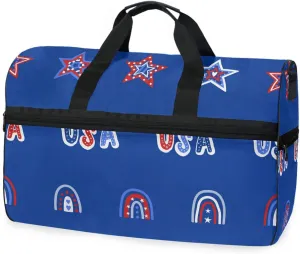 susiyo Stars Rainbows Sports Gym Bag, Travel Duffel Bag with Shoes Compartment Overnight Weekender Workout Bag for Men Women