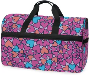 susiyo Swirling Heart Sports Gym Bag, Travel Duffel Bag with Shoes Compartment Overnight Weekender Workout Bag for Men Women