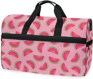 susiyo Watermelons Red Sports Gym Bag, Travel Duffel Bag with Shoes Compartment Overnight Weekender Workout Bag for Men Women