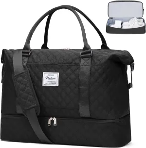 SYCNB Weekender Bags for Women,Personal Item Travel Bag with Shoes Compartment,Overnight Travel Duffel Bag,Gym BagBlack