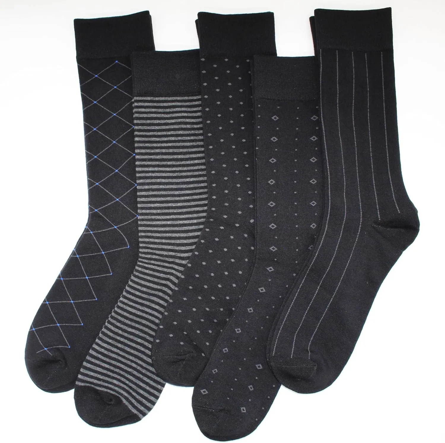 TOEJYJ Mens Fun Dress Socks, Pattern Funny Casual Socks Pack, Colorful Striped Cotton Novelty Socks Size 10-13