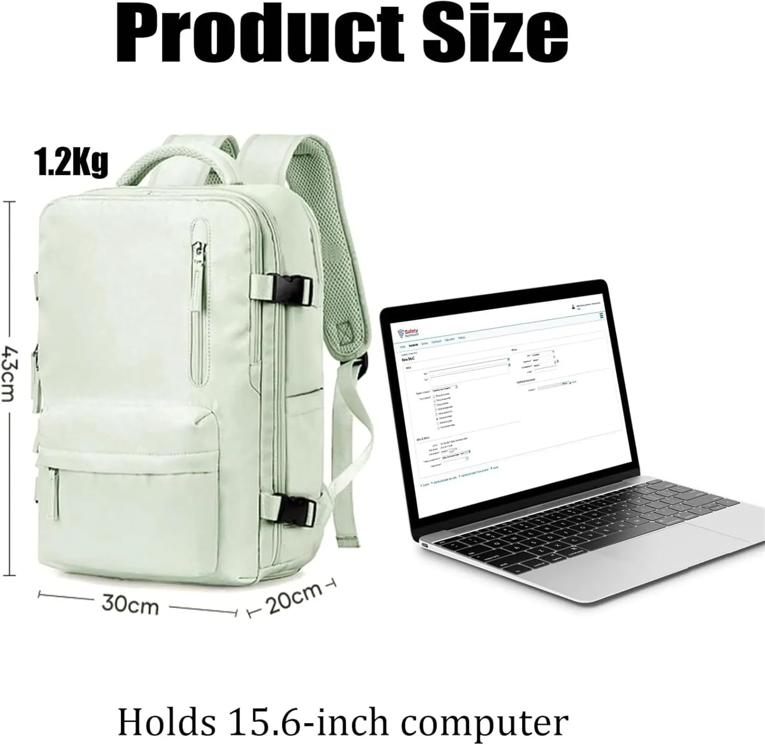 Tourism Backpack, Travel Backpack for Women Airline Approved, Hiking Bag, Anti Theft Business Backpack with Shoes Compartment (Army Green)
