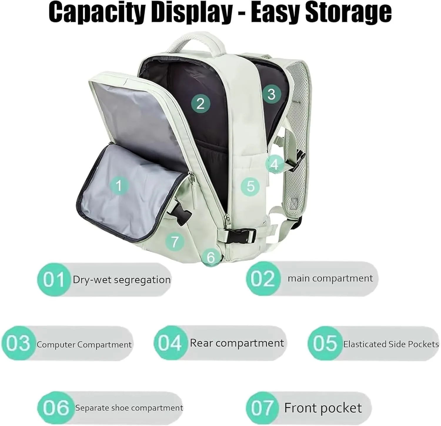 Tourism Backpack, Travel Backpack for Women Airline Approved, Hiking Bag, Anti Theft Business Backpack with Shoes Compartment (Light Green)
