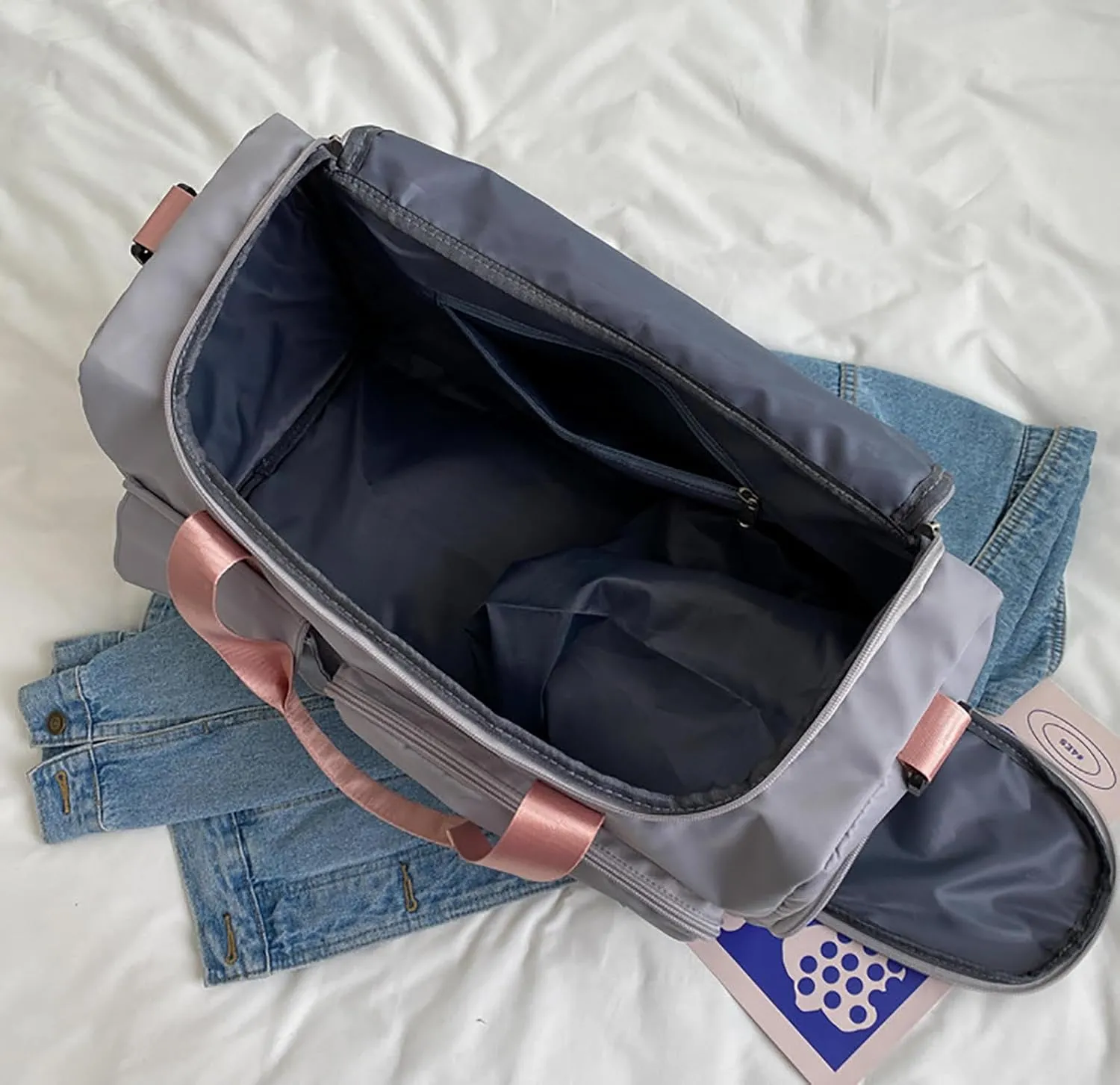 Travel Duffle Bag,Weekender Overnight Shoulder Bag with Shoes Compartment and Wet Pocket,Waterproof Gym Bag Carry on Bag,D