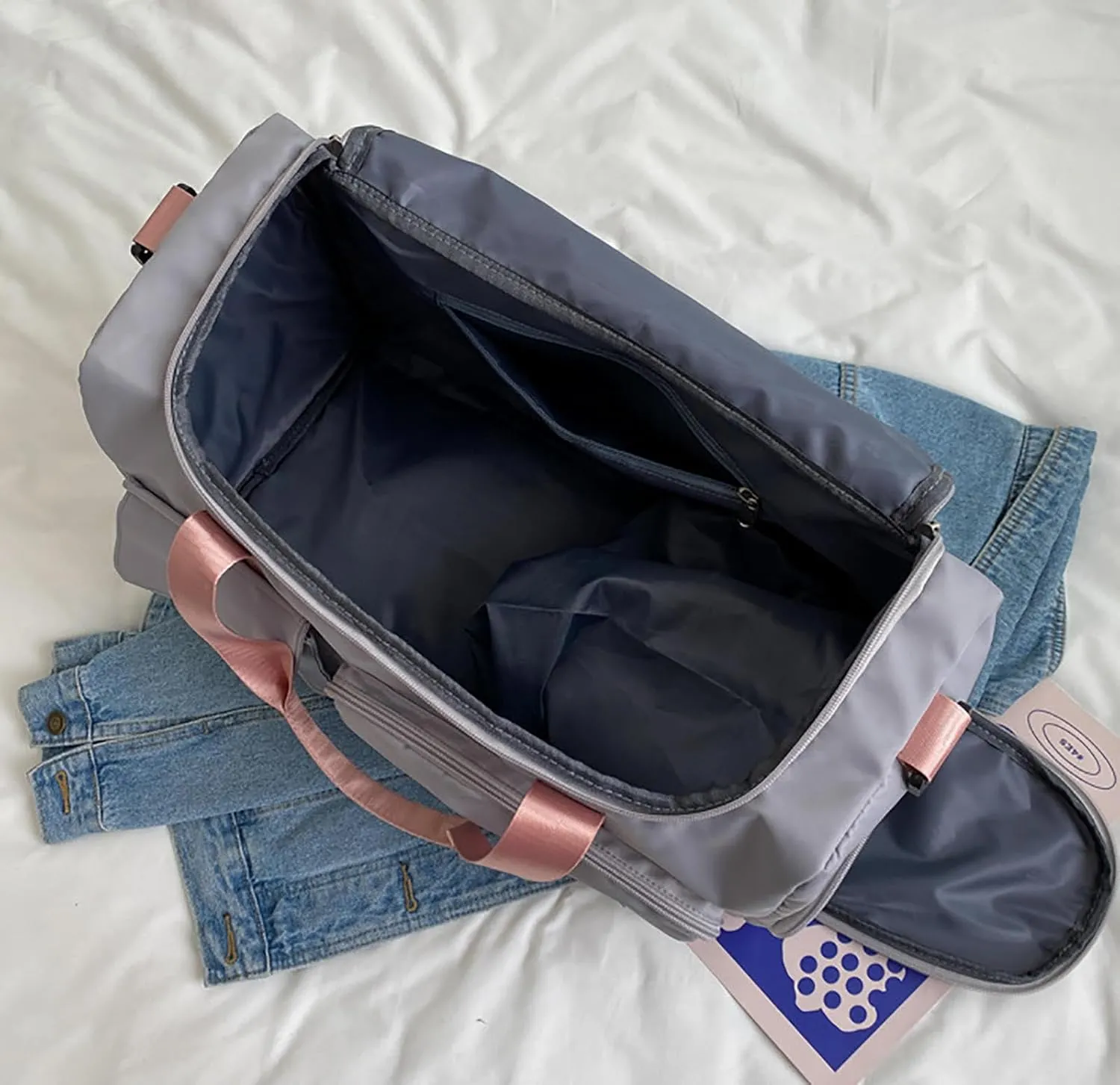 Travel Duffle Bag,Weekender Overnight Shoulder Bag with Shoes Compartment and Wet Pocket,Waterproof Gym Bag Carry on Bag,D