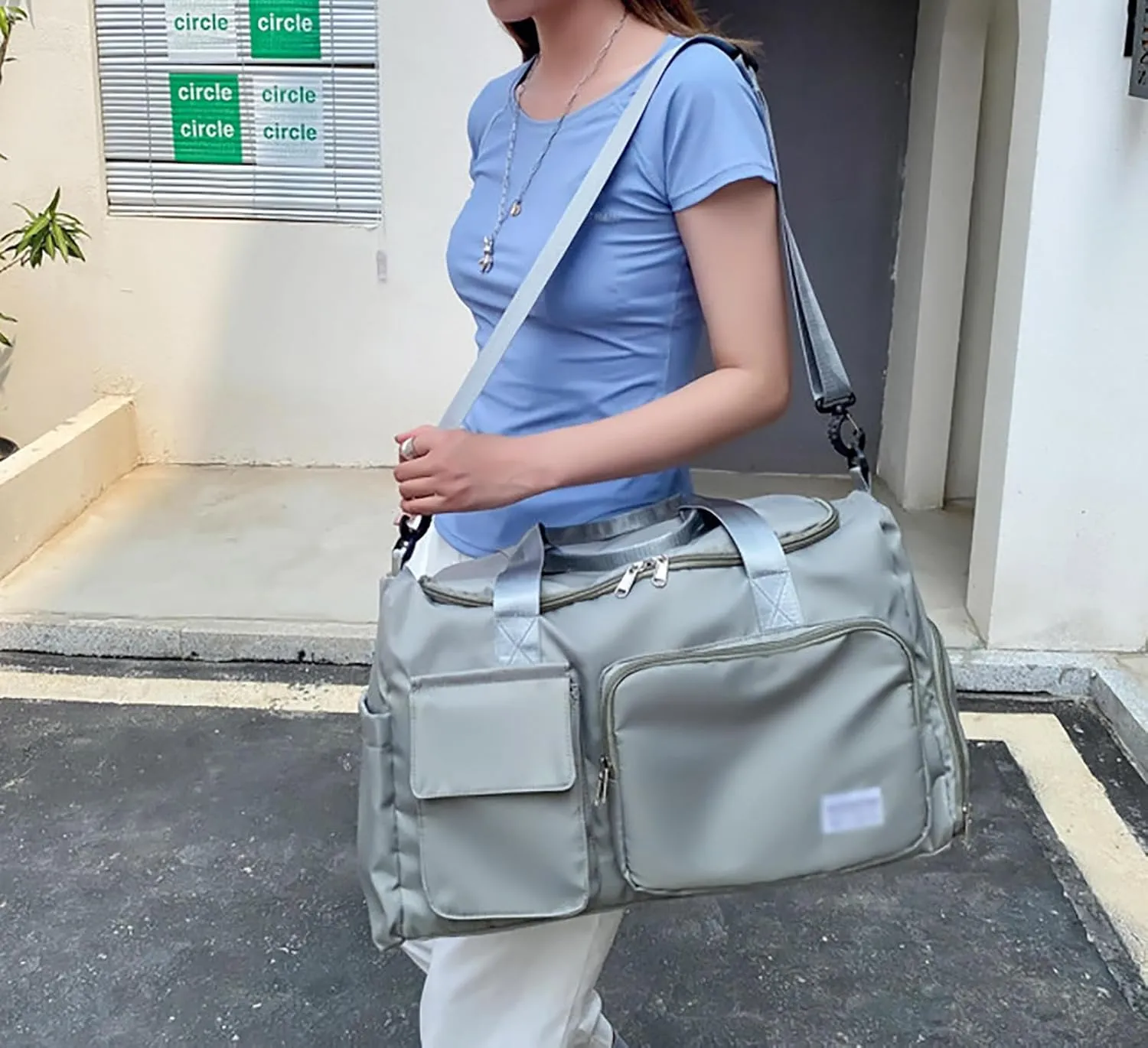 Travel Duffle Bag,Weekender Overnight Shoulder Bag with Shoes Compartment and Wet Pocket,Waterproof Gym Bag Carry on Bag,D