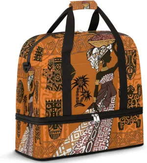 TropicalLife Black Medium Polyester Travel Sports Duffel Bag with Shoes Compartment, Waterproof, 4 Compartments, Zipper Closure, Web Handle, Fixed Strap