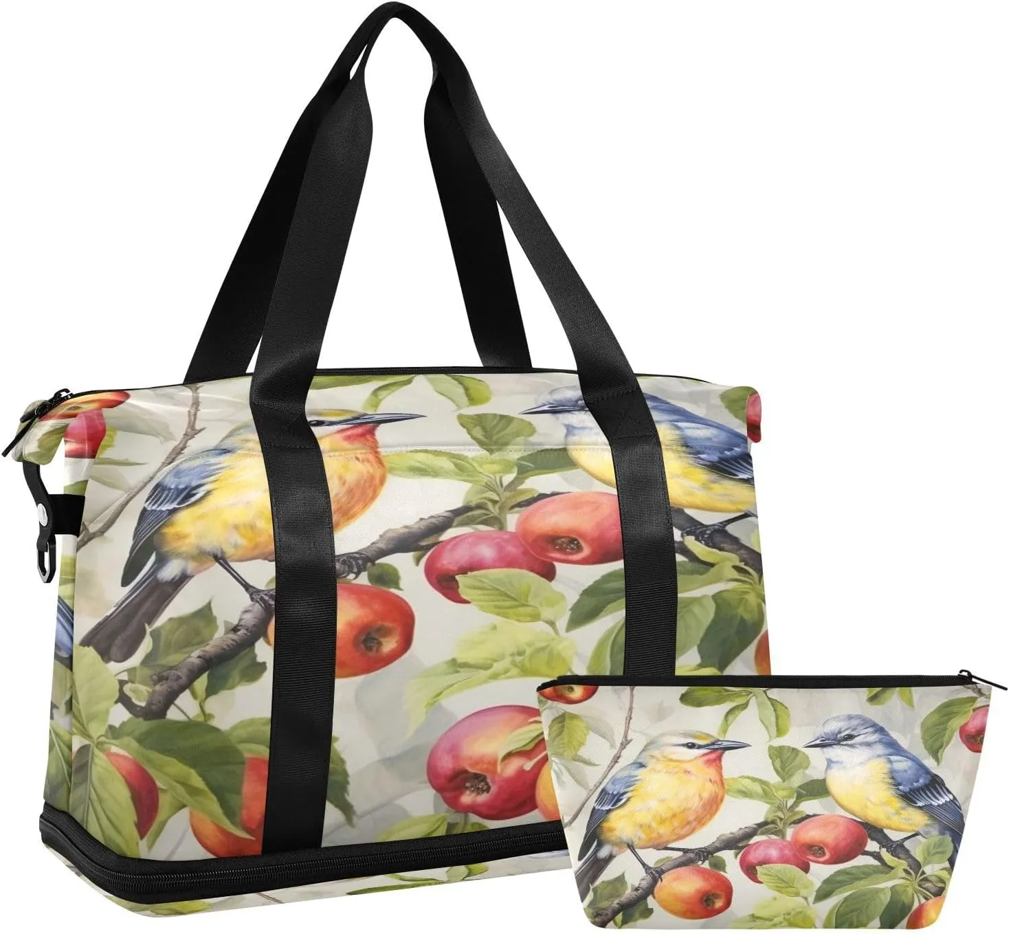Vintage Birds Gym Bag for Men Women with Shoes Compartment & Wet Pocket Sport Travel Duffel Bag Waterproof Weekender Overnight Bag