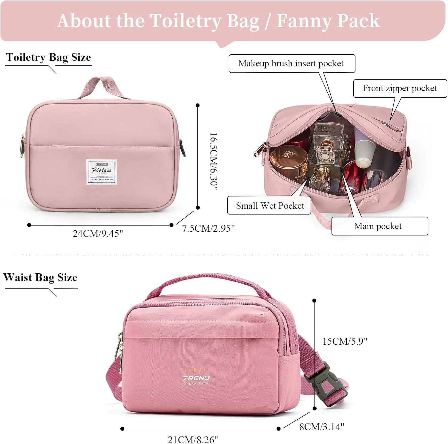 Weekender Bags for Women,Personal Item Travel Bag with Shoes Compartment,Overnight Travel Duffel Bag,Gym Bag,3 Pcs Set