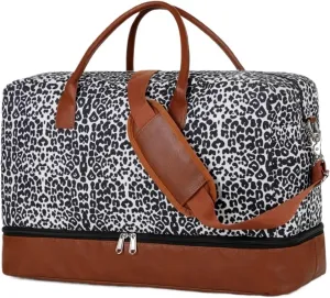 Weekender Travel Bag Weekender Bags Large Travel Duffle Overnight Bag with Wet Shoes Compartment Oxford Fabric Sport Gym Bag(A)